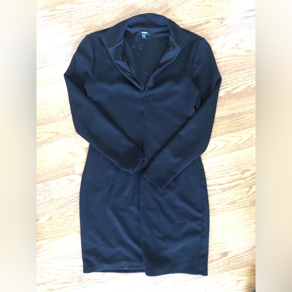 Women's Long Sleeve Zippered Collar Sculpting Dress